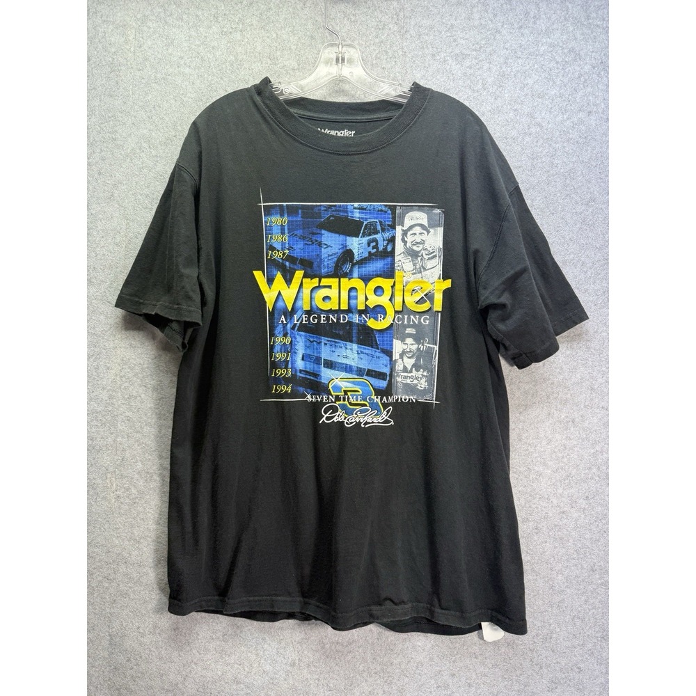 VTG Wrangler Dale Earnhardt BLK T-Shirt Men's Graphic Print Large